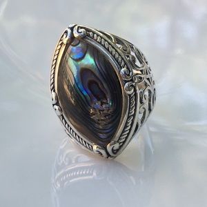 Abalone sterling silver ring size 8